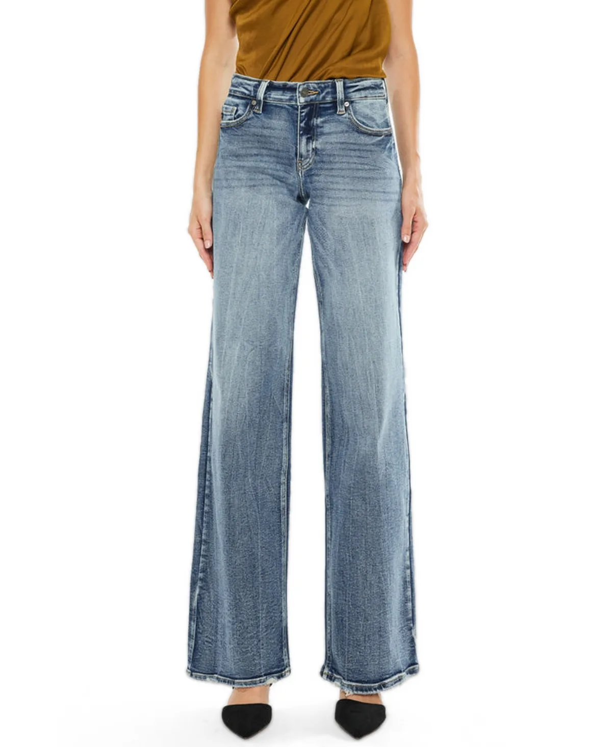 Venice Mid-Rise Wide-Leg Heavy-Grind Jeans by Kancan