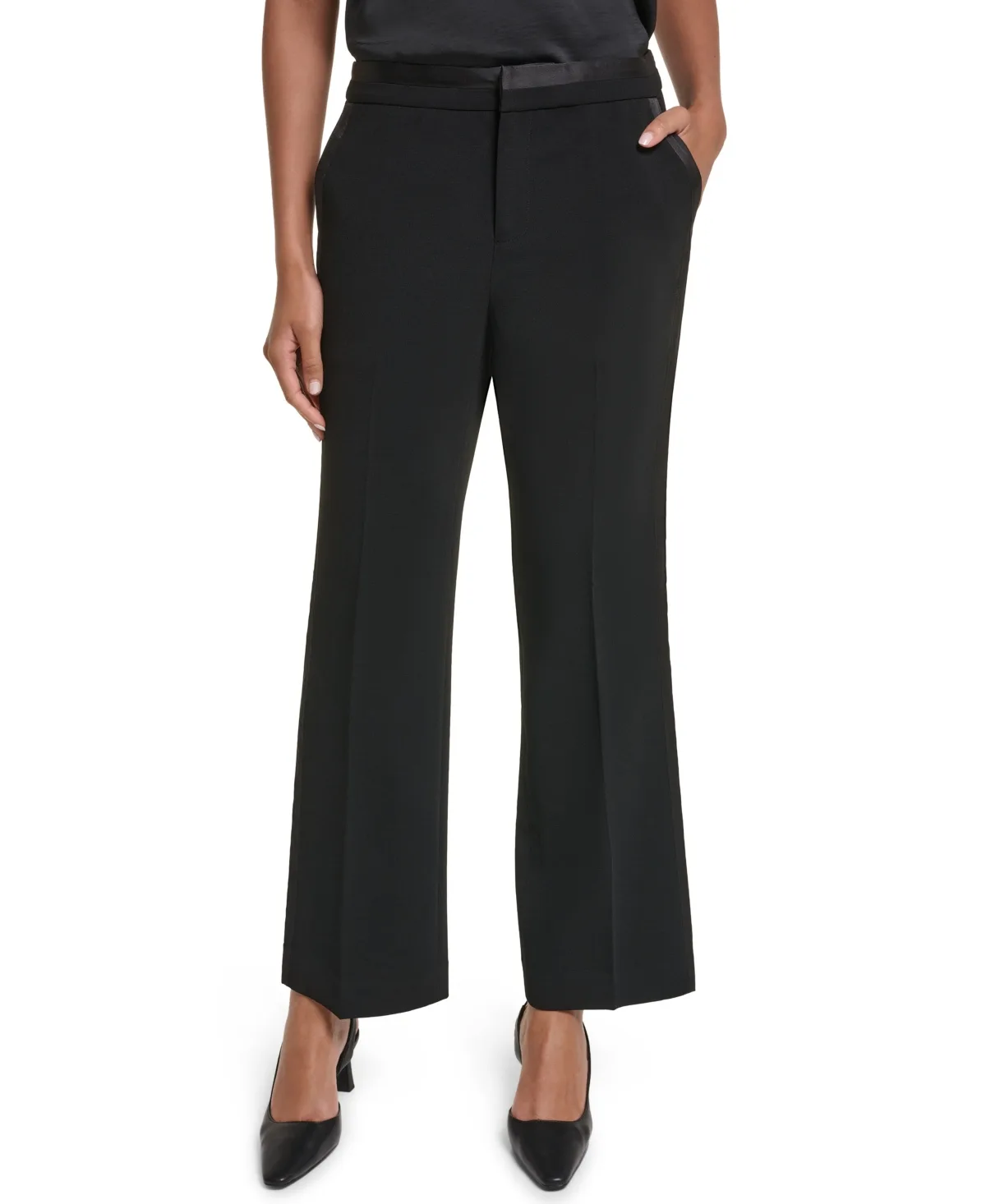 Satin Mid-Rise Pants by Karl Lagerfeld