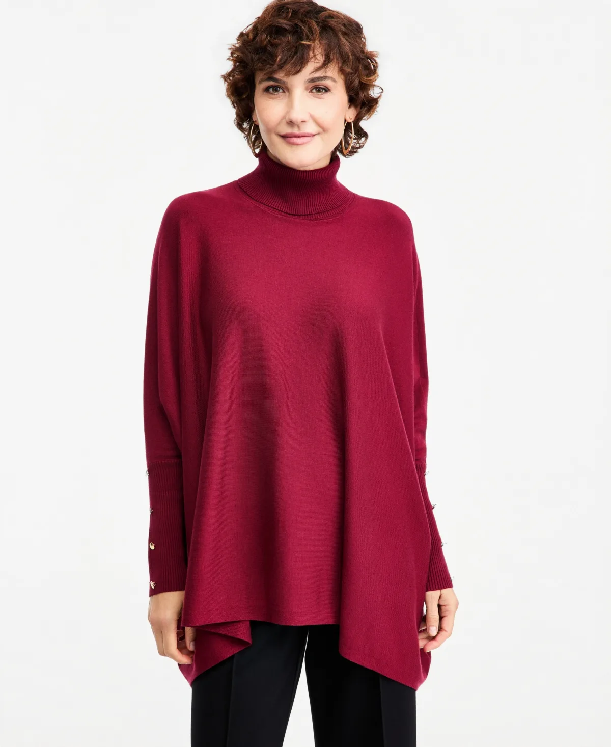 Poncho Turtleneck Sweater by JM Collection