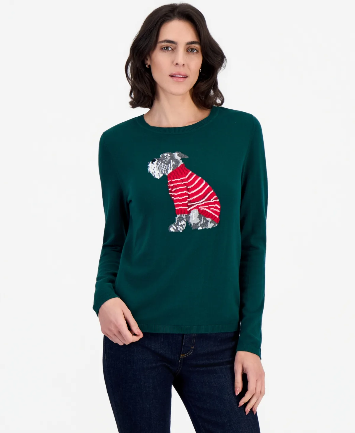 Holiday Dog Intarsia Cotton Sweater by Nautica