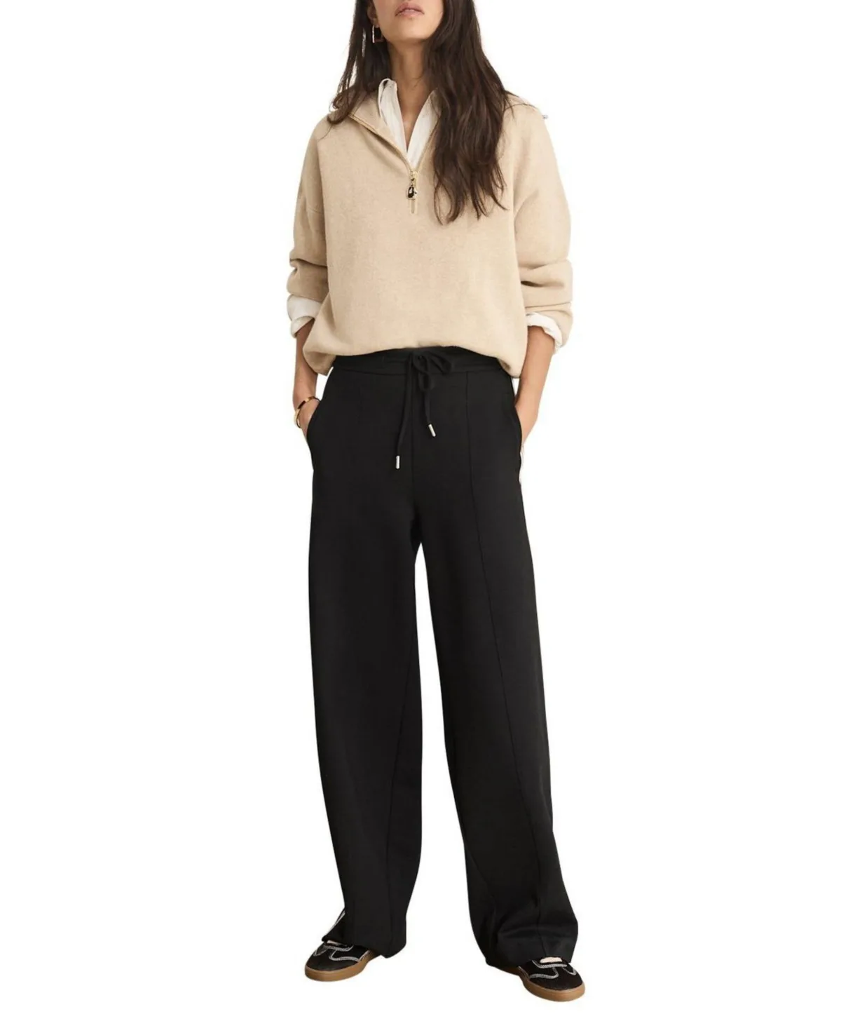 Side-Stripe Elasticated Drawstring Barrel-Leg Trousers by Mint Velvet