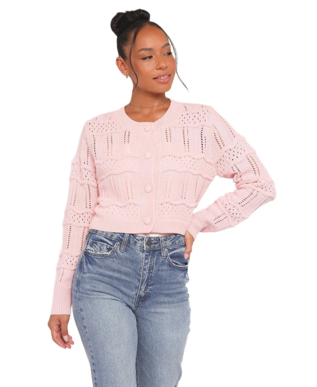 Aidy Crop Button Front Cardigan by Petal and Pup