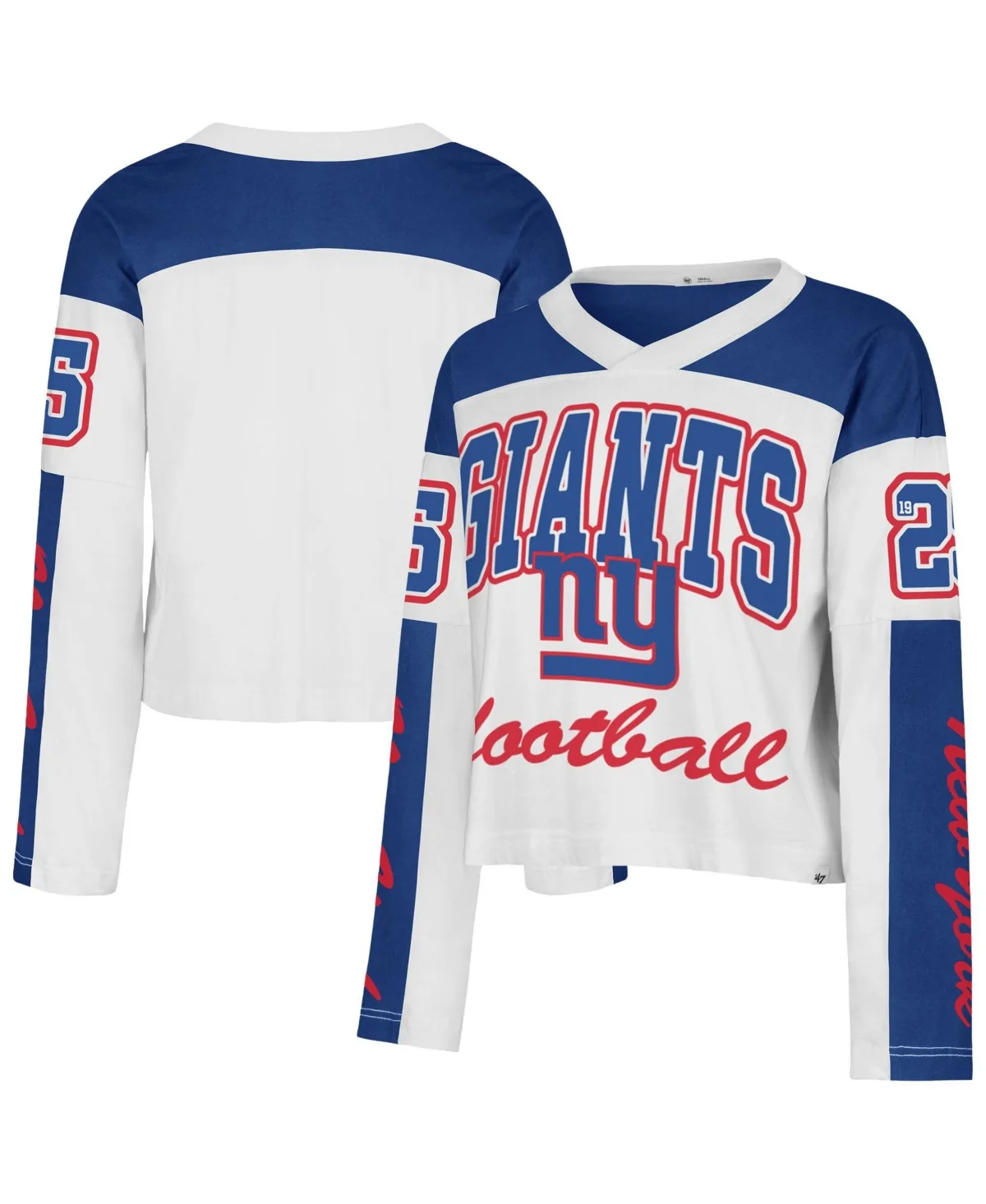 New York Giants Exclamation Metro V-Neck Long-Sleeve Jersey T-Shirt by 47 Brand
