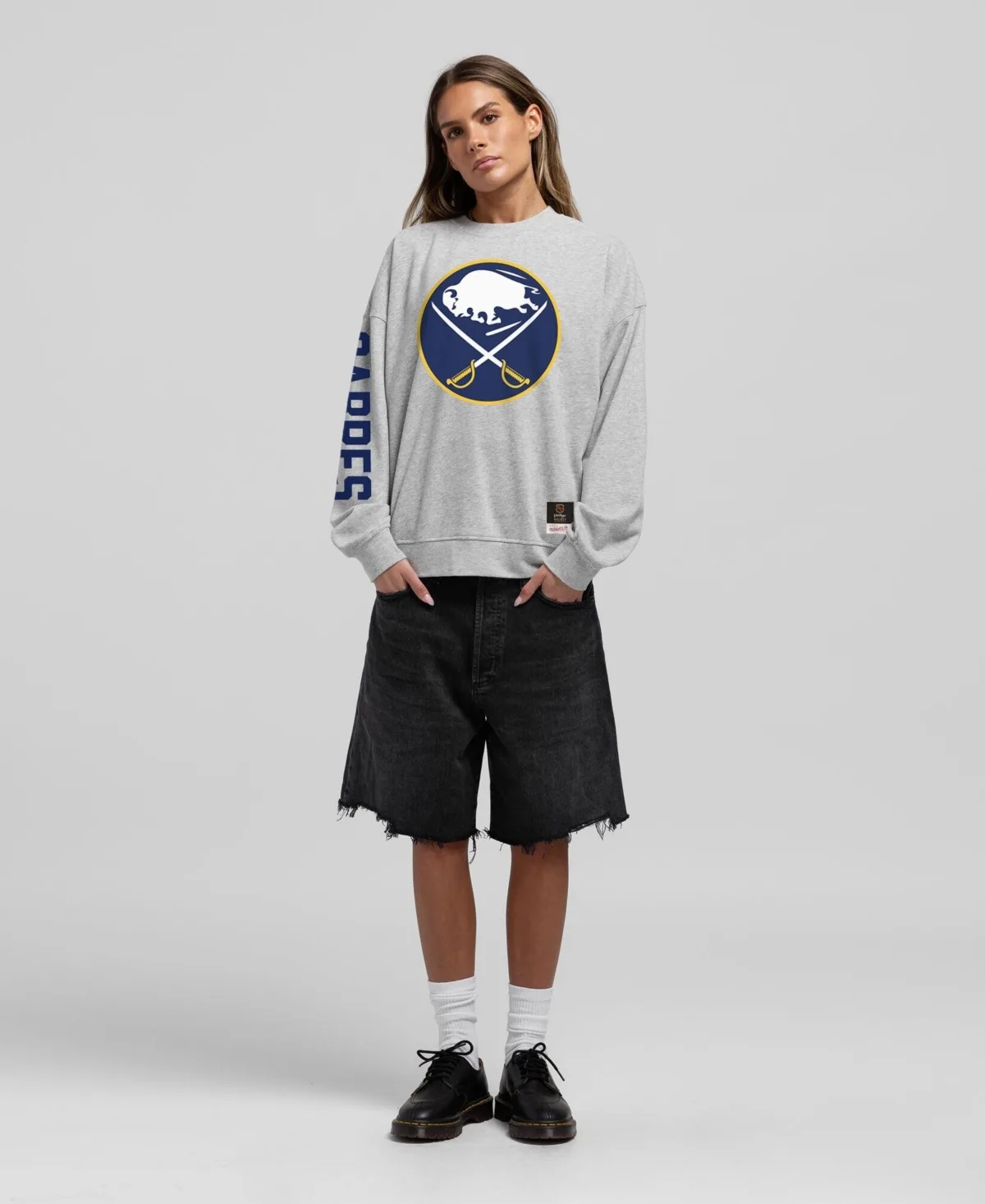 Buffalo Sabres Core 3-Hit Oversized Crewneck Sweatshirt by Mitchell & Ness