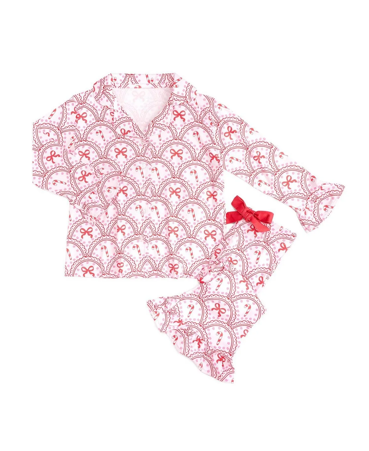 Candy Cane Scallop Christmas Two-Piece Set by Sweet Wink