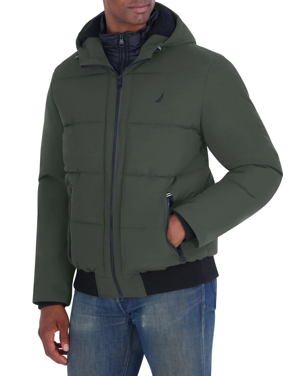 Mix-Quilted Bomber Jacket by Nautica