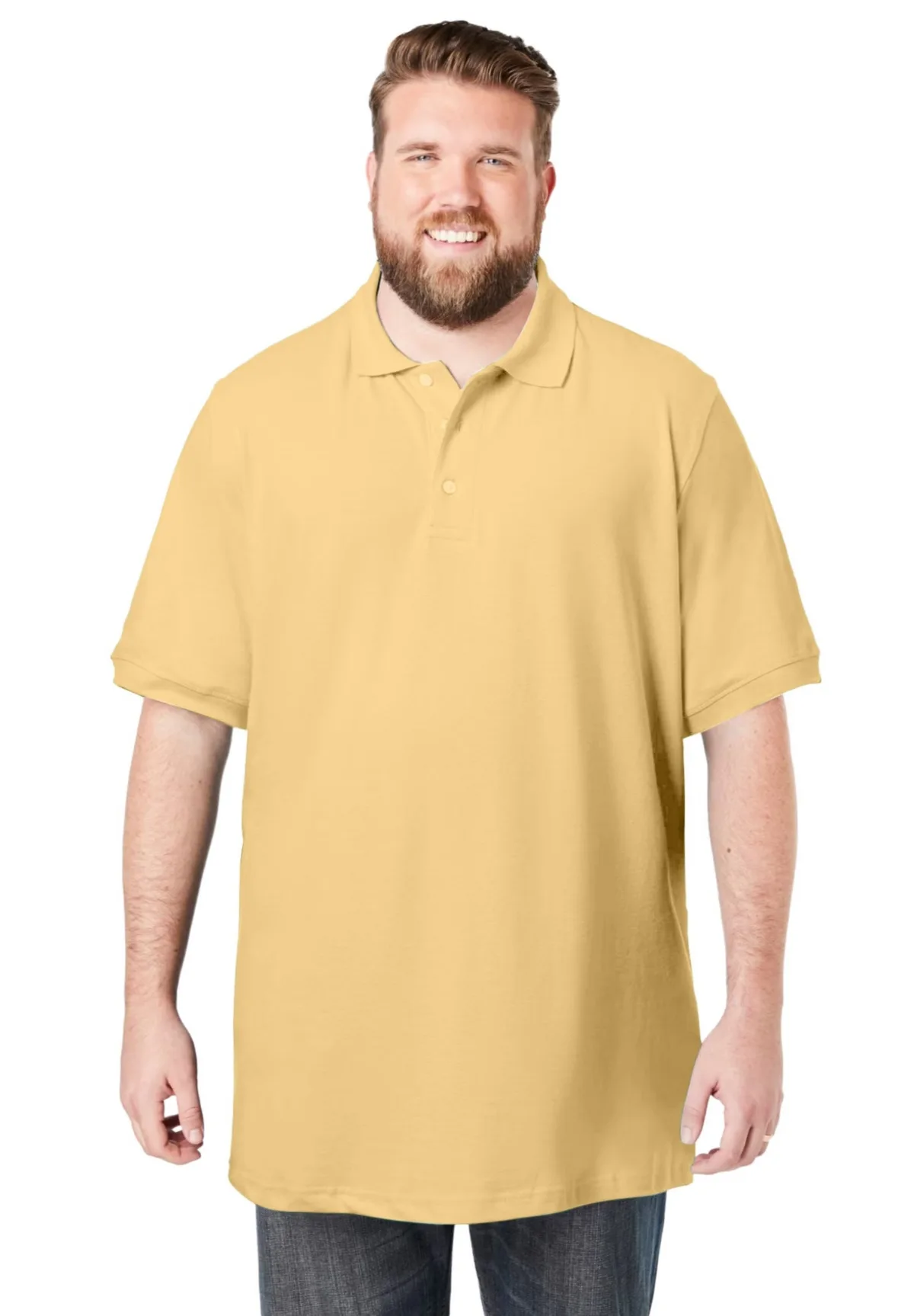 Longer-Length Shrink-Less Cotton Polo Shirt by Kingsize