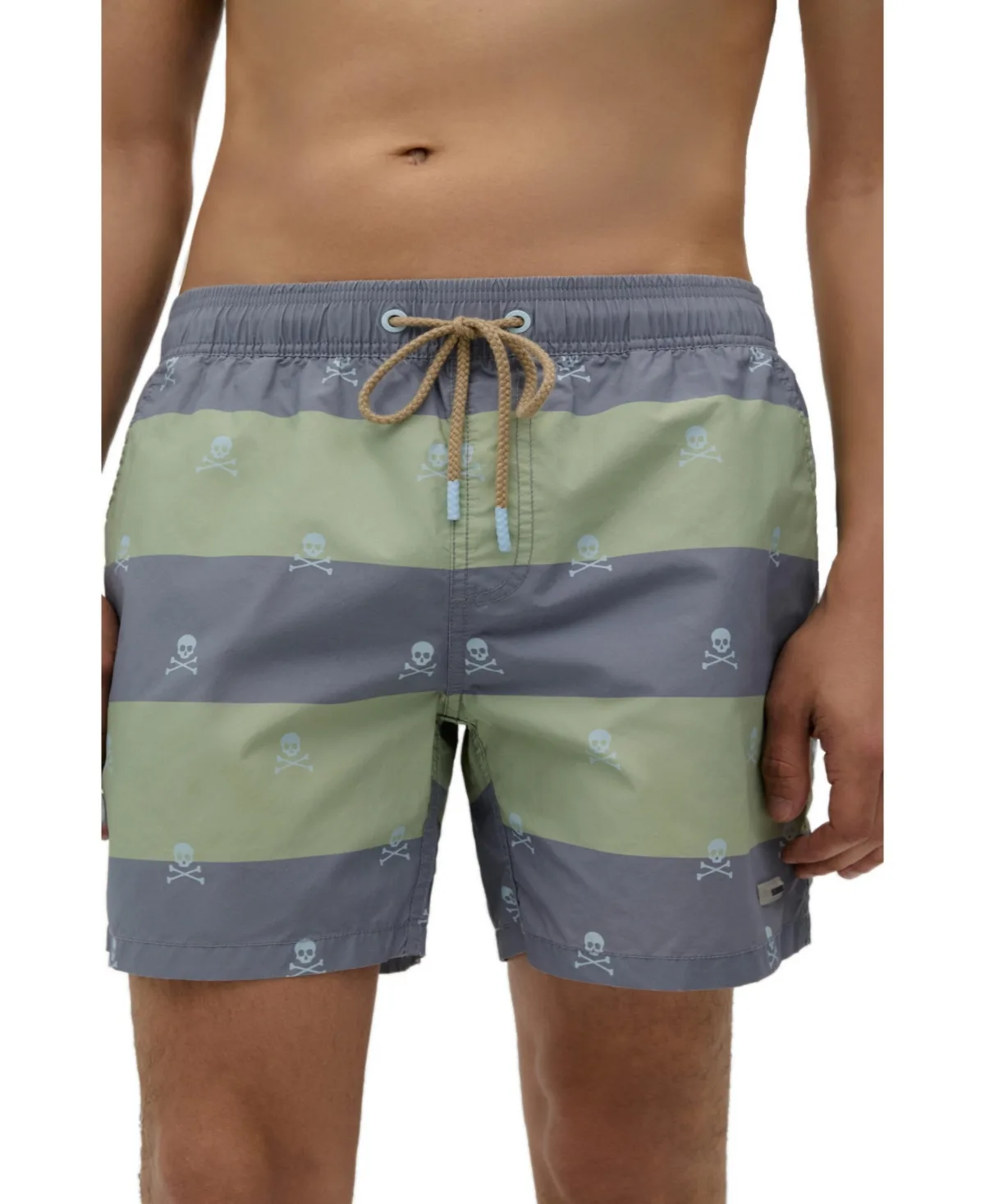 Striped Skull Lined Swim Trunks by Scalpers