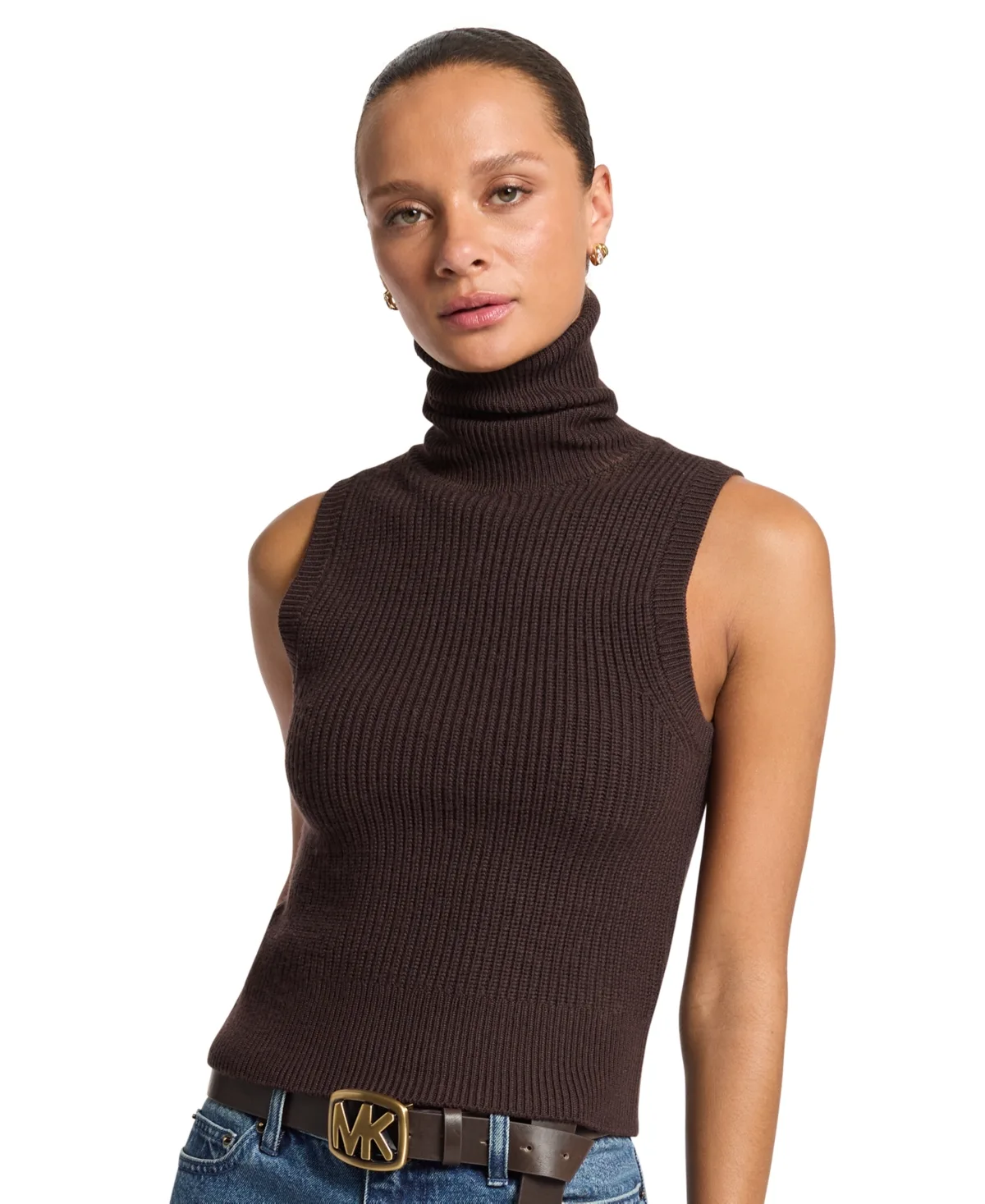 Merino Wool Sleeveless Turtleneck Sweater Vest by MICHAEL Michael Kors