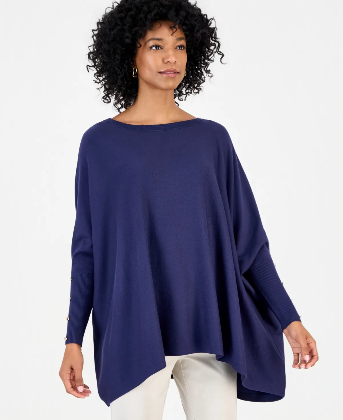 Boatneck Poncho Sweater by JM Collection
