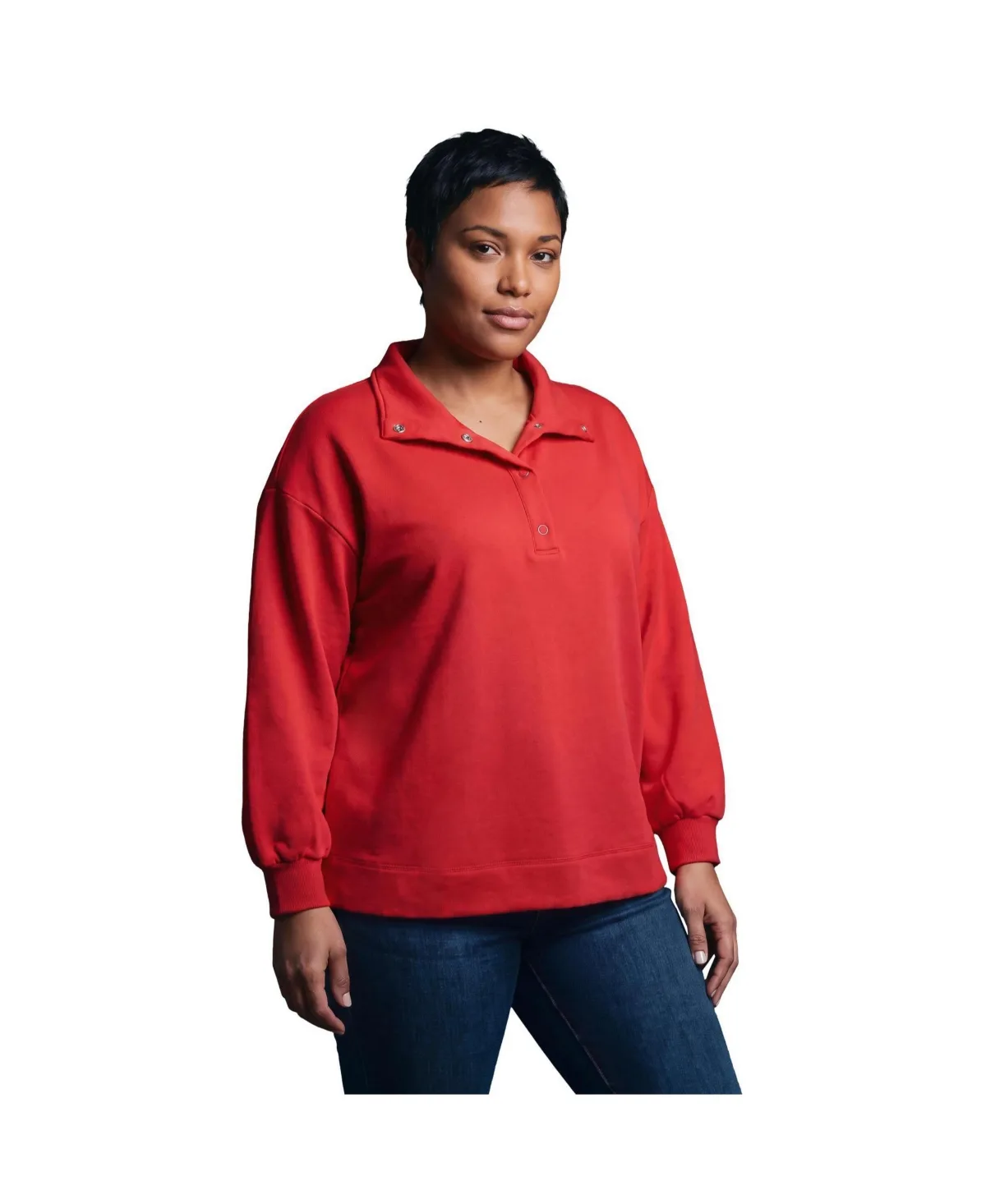 French Terry Quarter Snap Pullover by Avenue