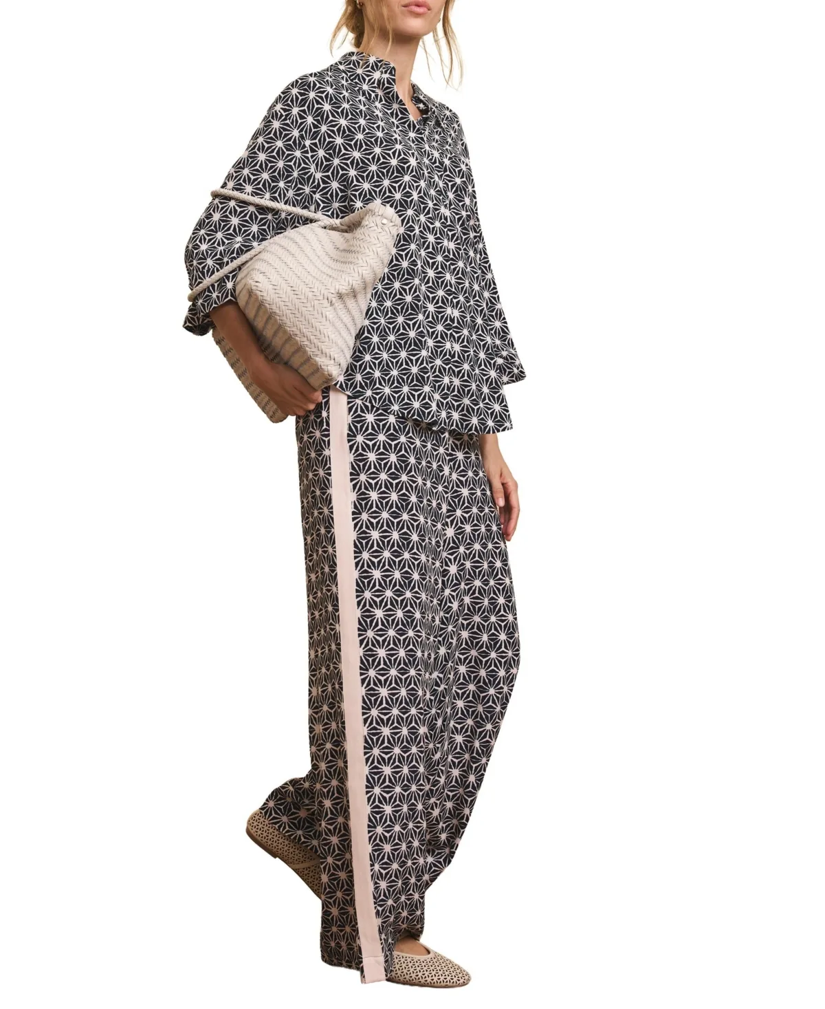 Geometric-Print High-Rise Wide-Leg Trousers by Mint Velvet