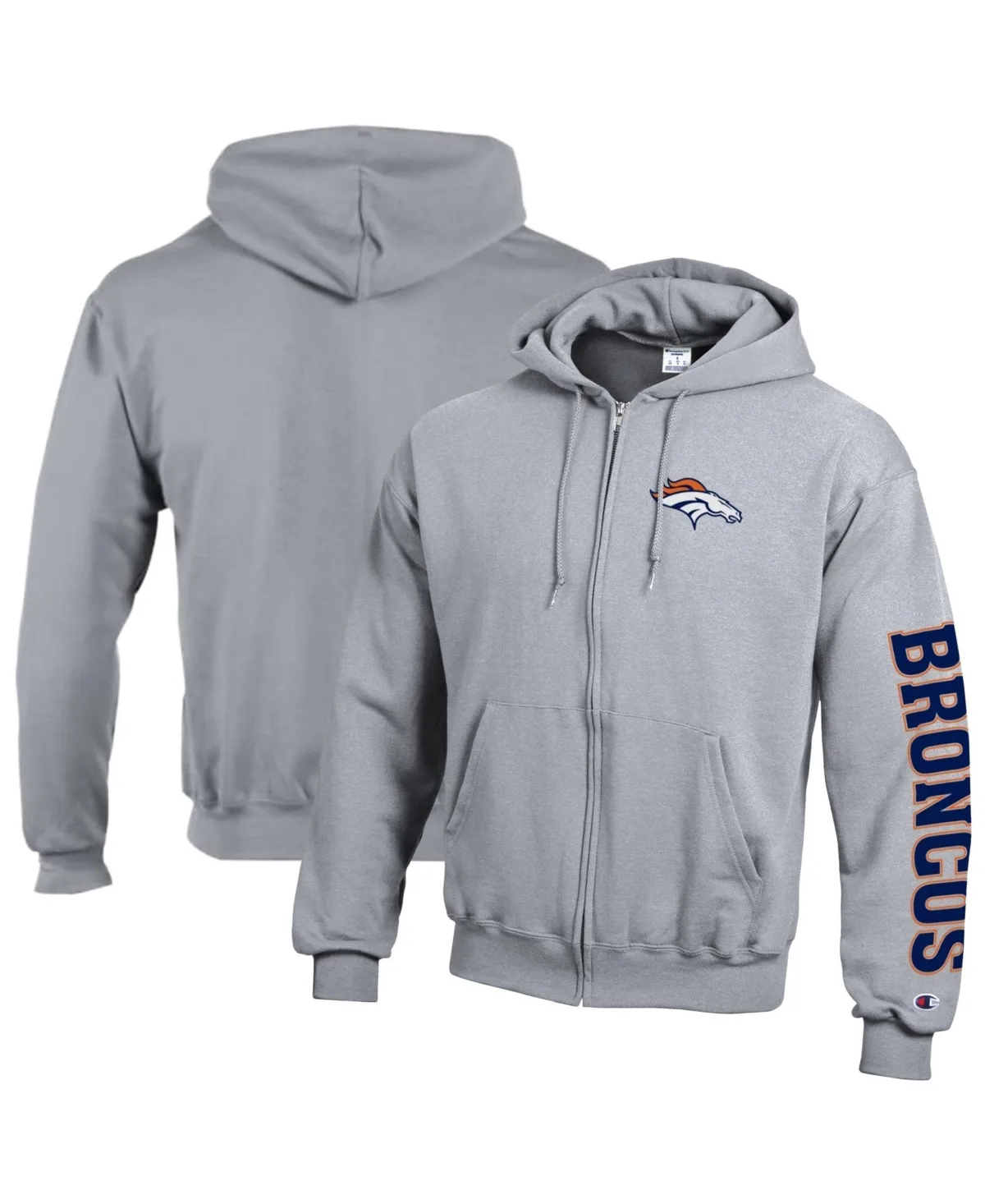Denver Broncos Power Blend Fleece Full-Zip Hoodie
