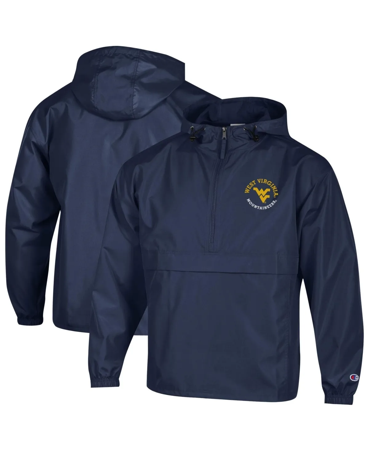 West Virginia Mountaineers Packable Windbreaker Half-Zip Hoodie by Champion