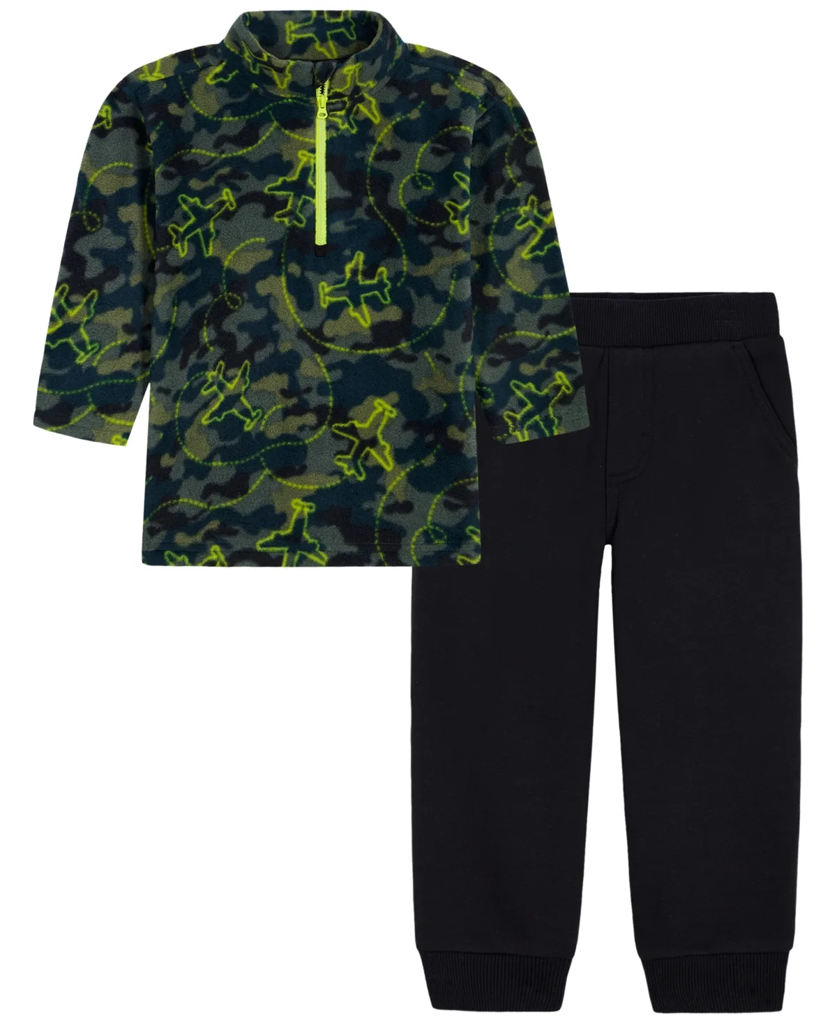 Quarter-Zip Mock Neck Fleece Pullover and Joggers, 2-Piece Set by Kids Headquarters