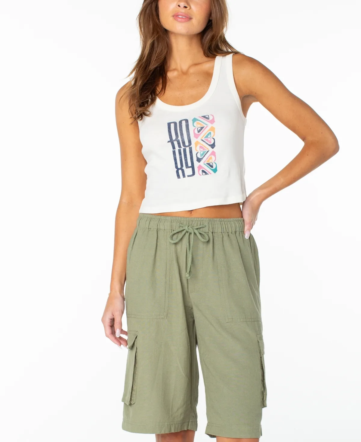 Scoop Baby Rib Crop Graphic Tank Top by Roxy