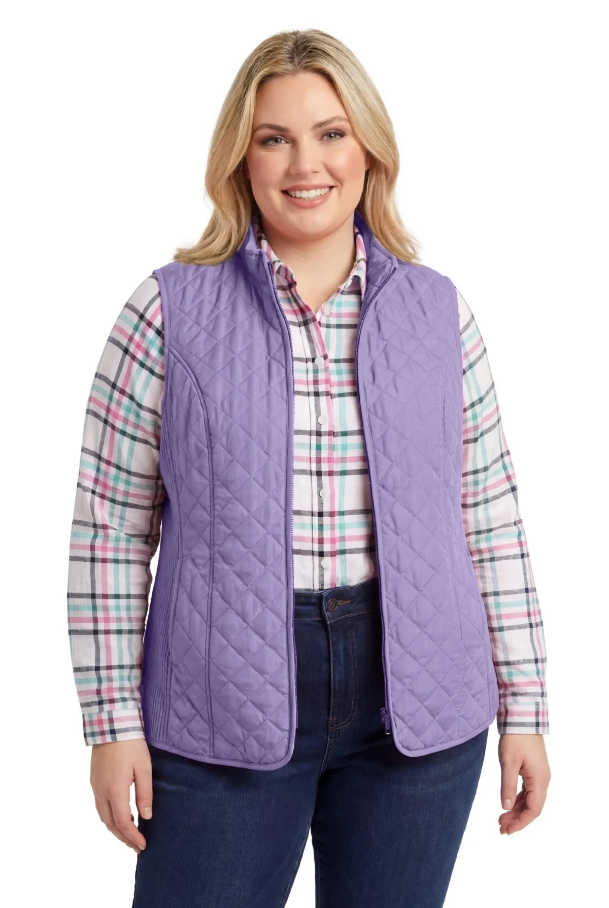 Zip-Front Quilted Vest by Woman Within