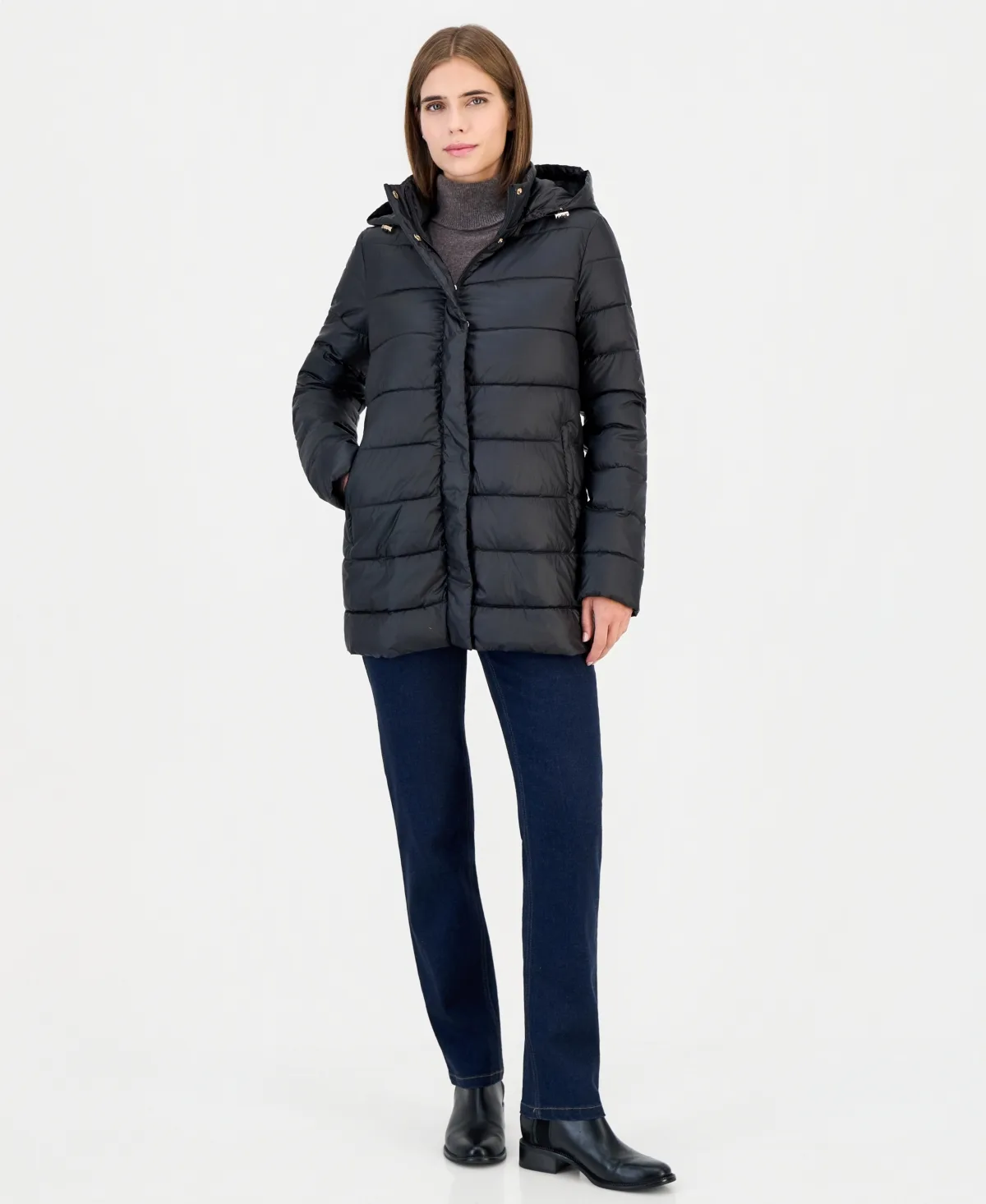 Short Hooded Packable Coat
