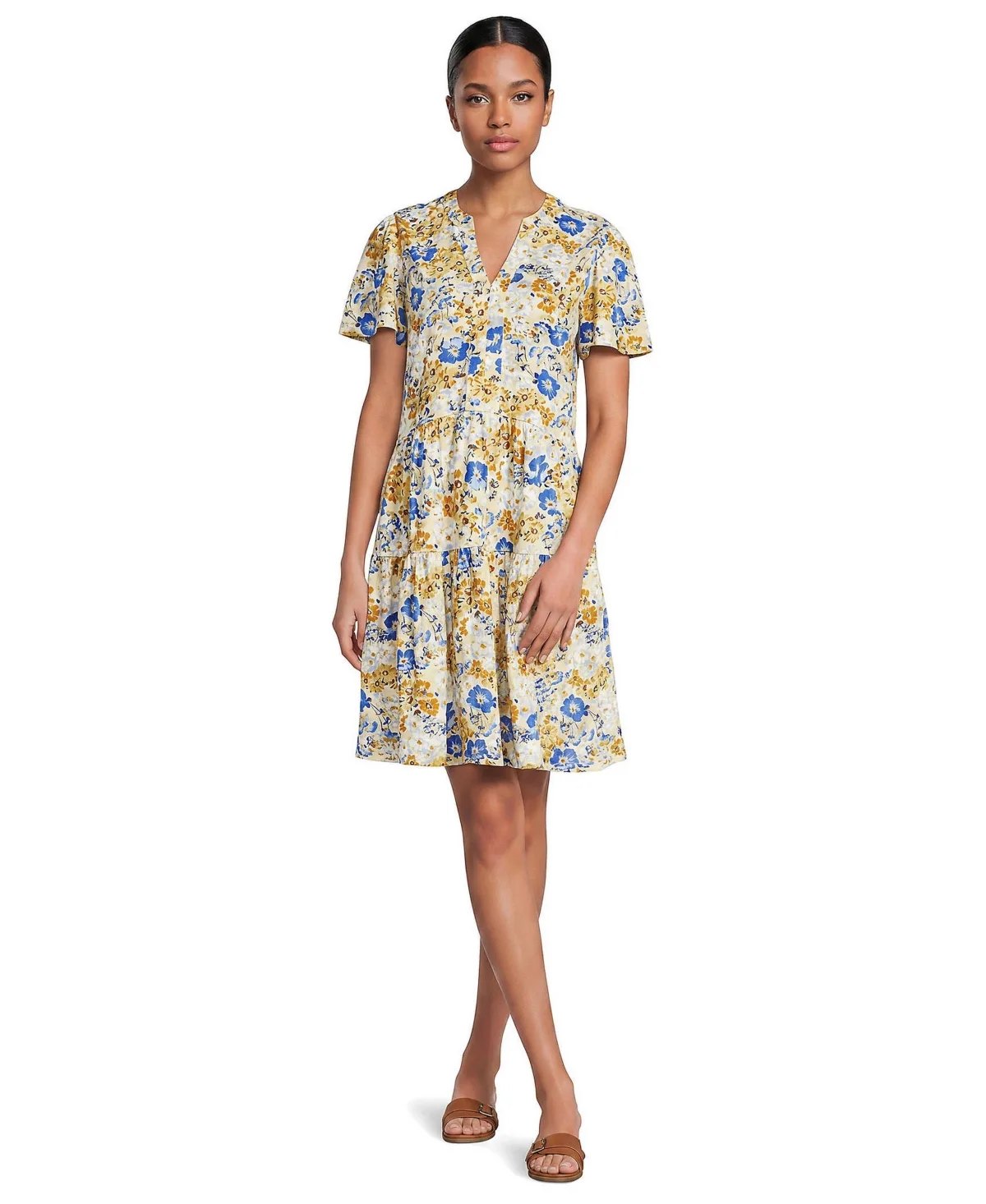 Cotton Jersey Tiered Mini Dress by Lands' End