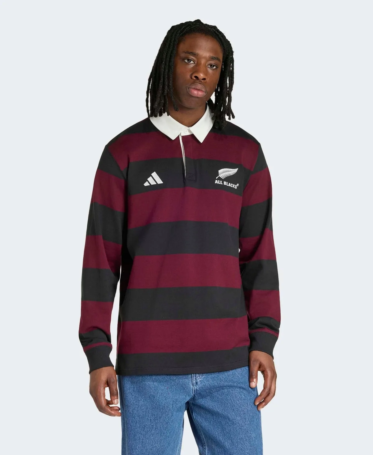 All Blacks Heritage Long Sleeve Embroidered Polo Shirt by adidas