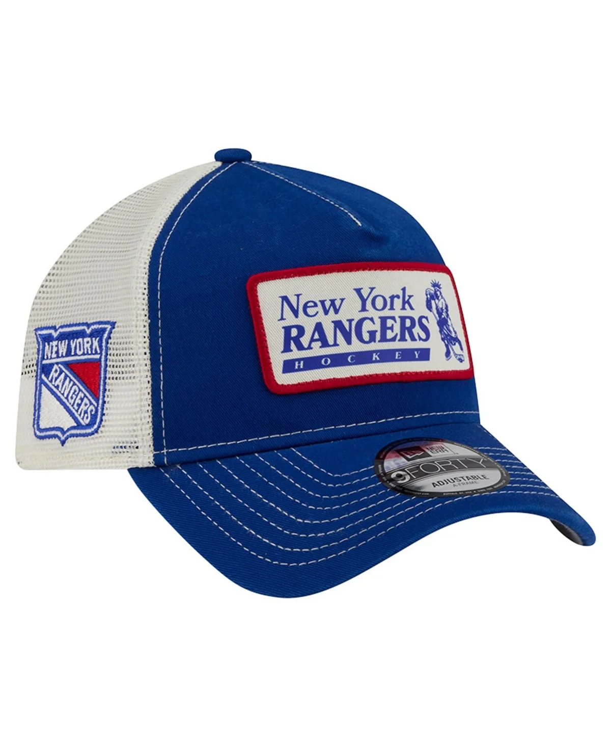 New York Rangers 9FORTY A-Frame Adjustable Woven Patch Trucker Hat by New Era
