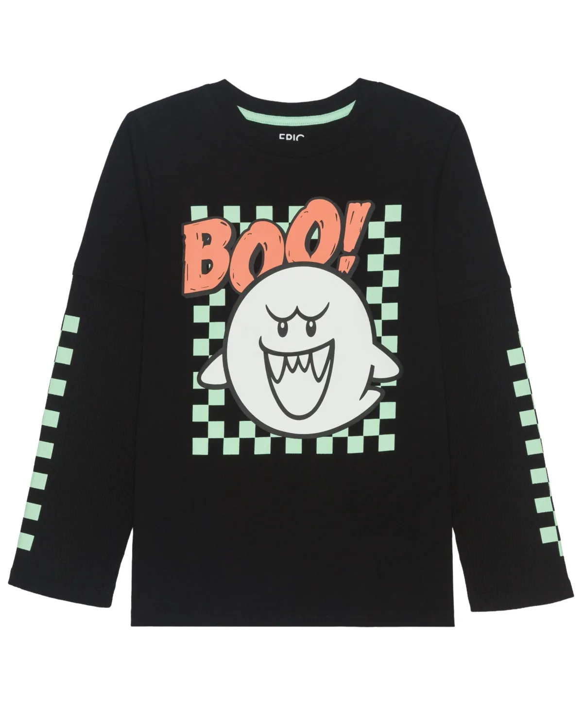 Boo Super Mario Long-Sleeve Crewneck T-Shirt by Epic Threads