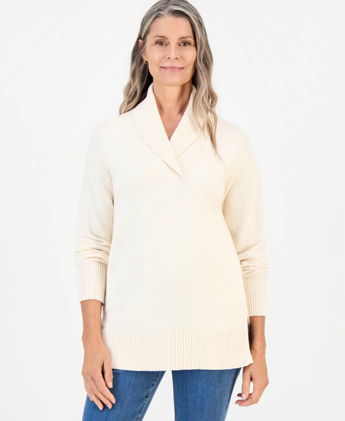 Plush Shawl-Collar Long-Sleeve Sweater by Style & Co