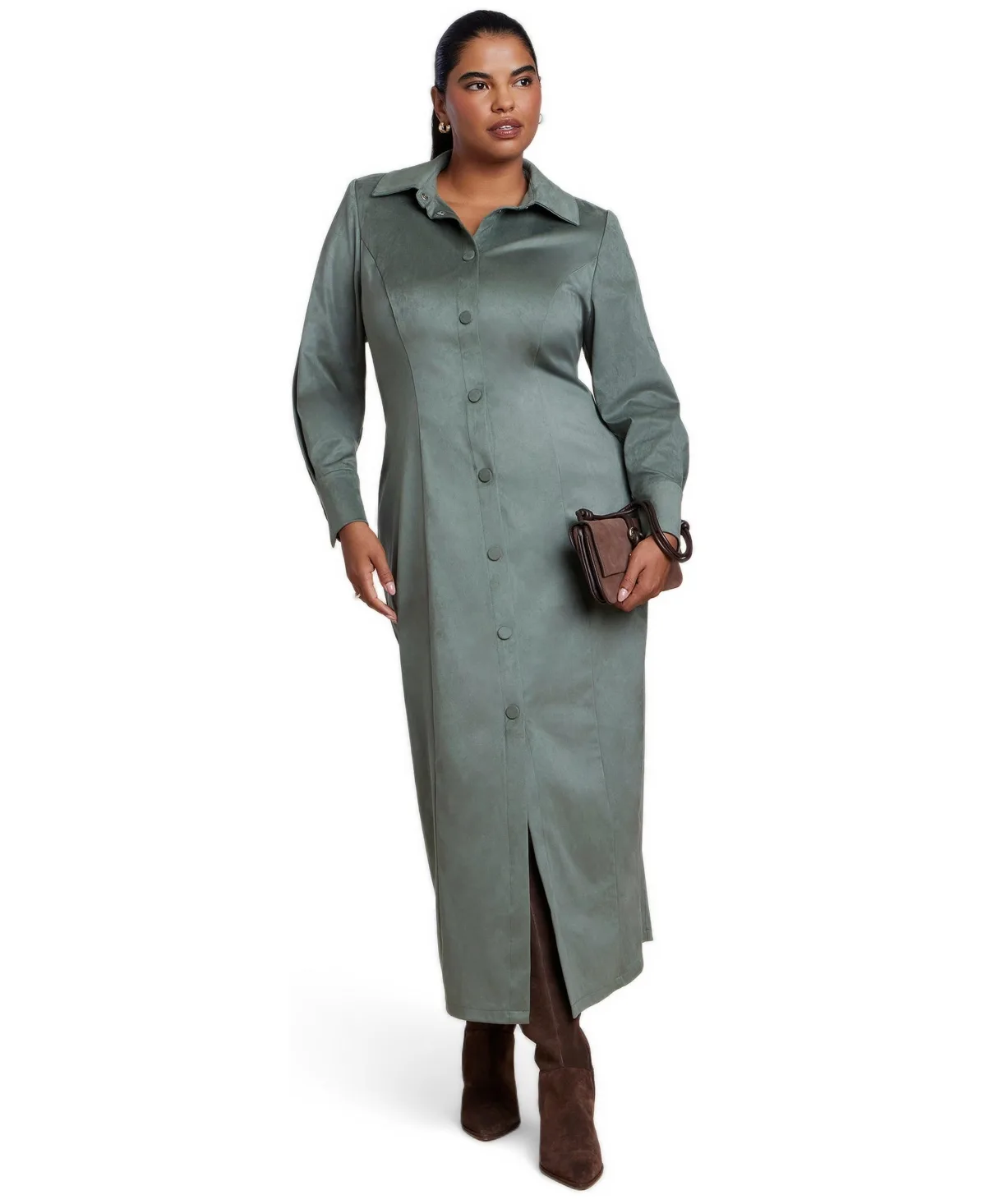 Suede Shirt Dress by Eloquii