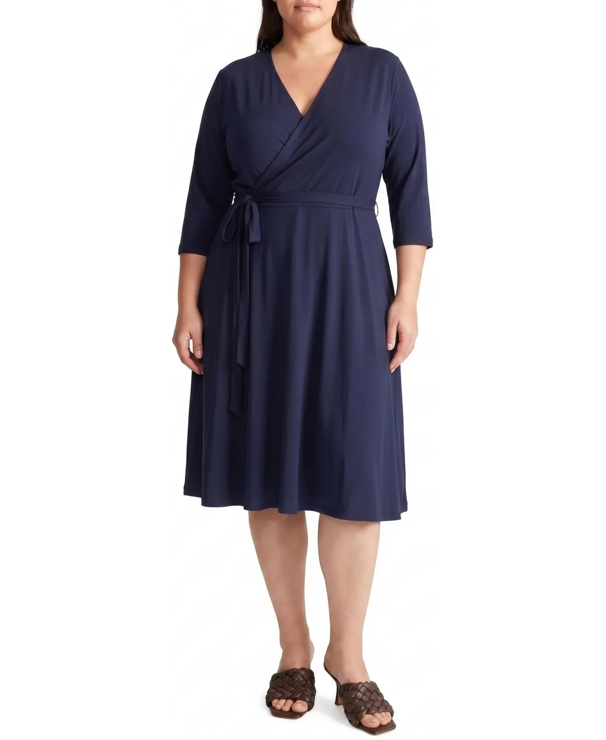 The Divine Midi V-Neck 3/4-Sleeve Wrap Dress by Universal Standard
