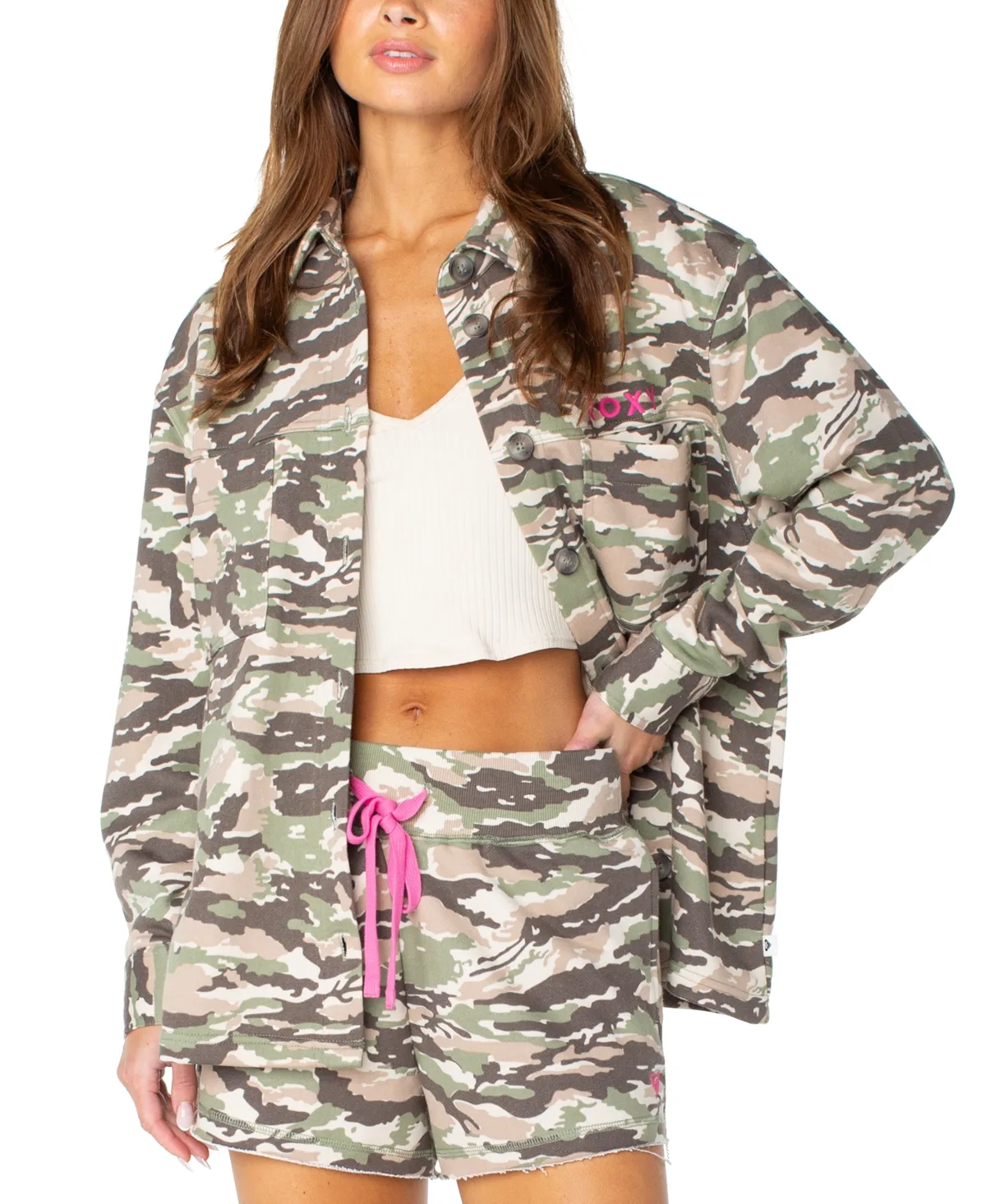 Dawn Light Oversized Camo Button-Up by Roxy