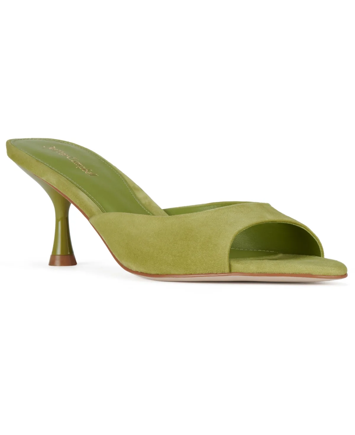 Spy-Kid Mid-Heel Slip-On Dress Sandals - Suede