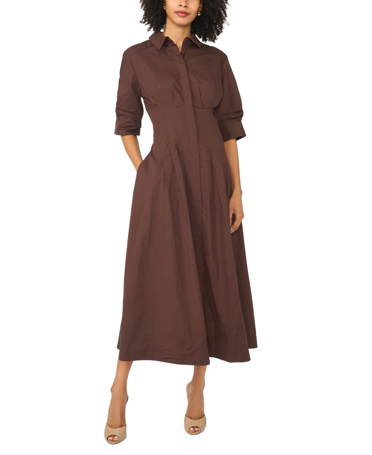 Collared Neck Shirt Dress by Vince Camuto