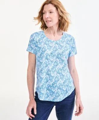 Printed Short Sleeve Crewneck Tee by Style & Co