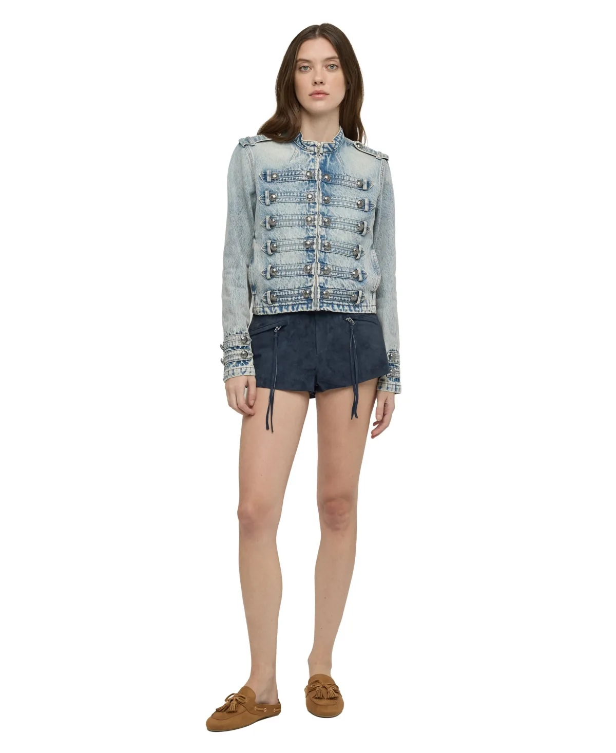 On Duty Cropped Military-Inspired Denim Jacket by Blank