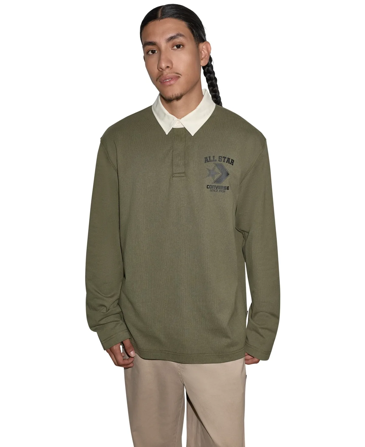 Allverse Rugby Long-Sleeve Contrast-Collar Polo Shirt by Converse