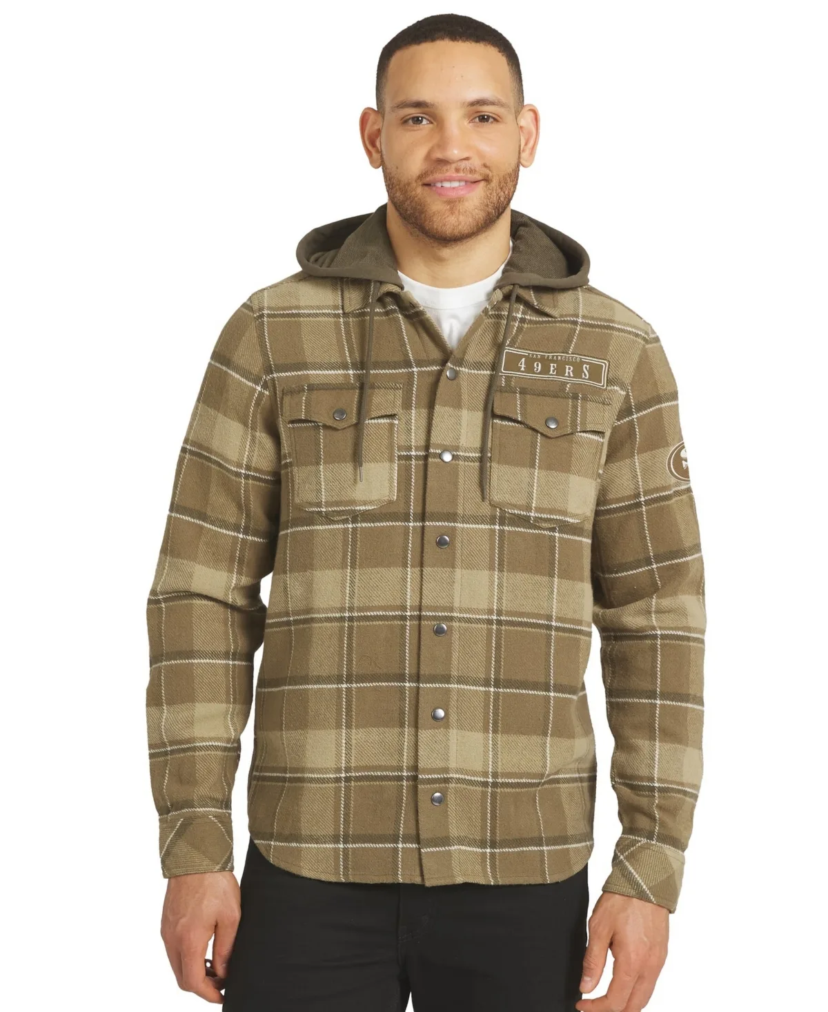 Darius Rucker Collection by Fanatics San Francisco 49ers Hooded Plaid Shacket by Fanatics
