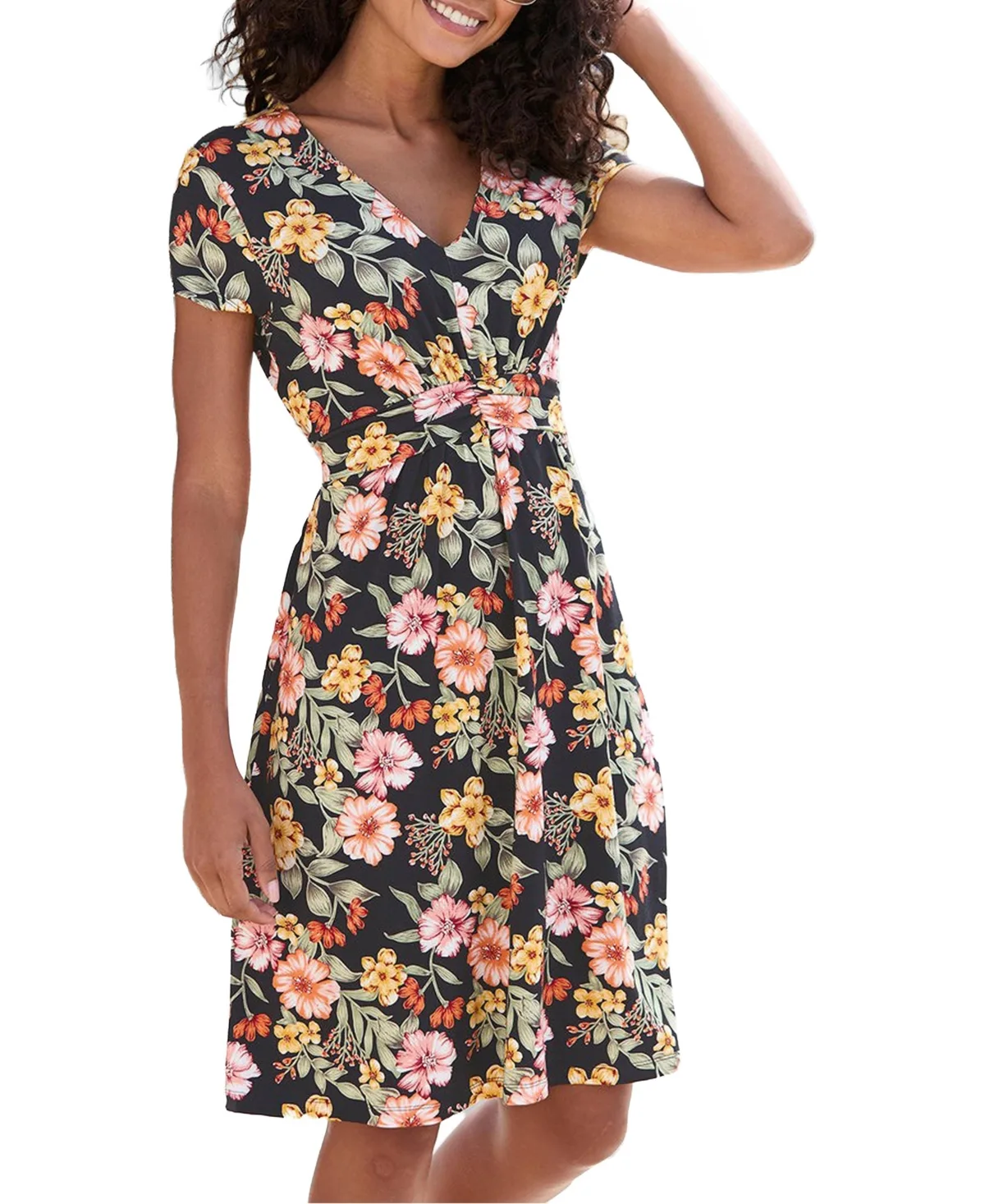 Floral Short Sleeve Dress by Lascana
