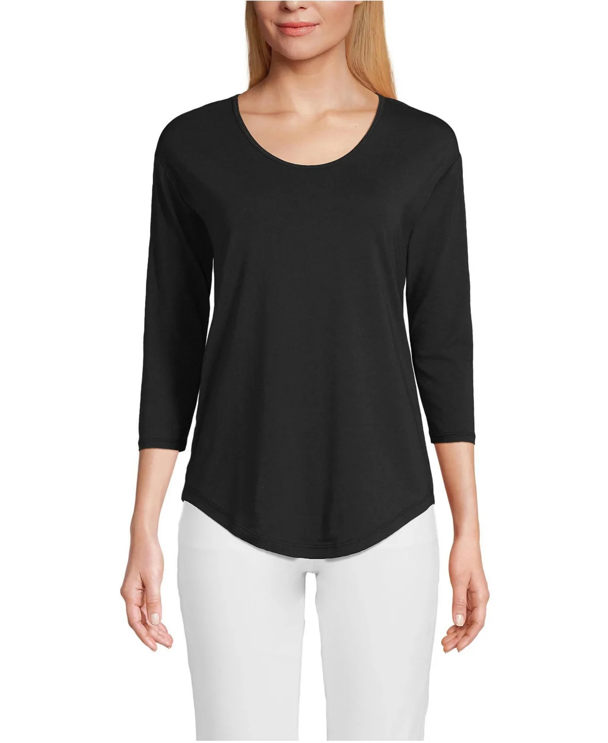 3/4 Sleeve Lightweight Jersey Shirttail Tee by Lands' End