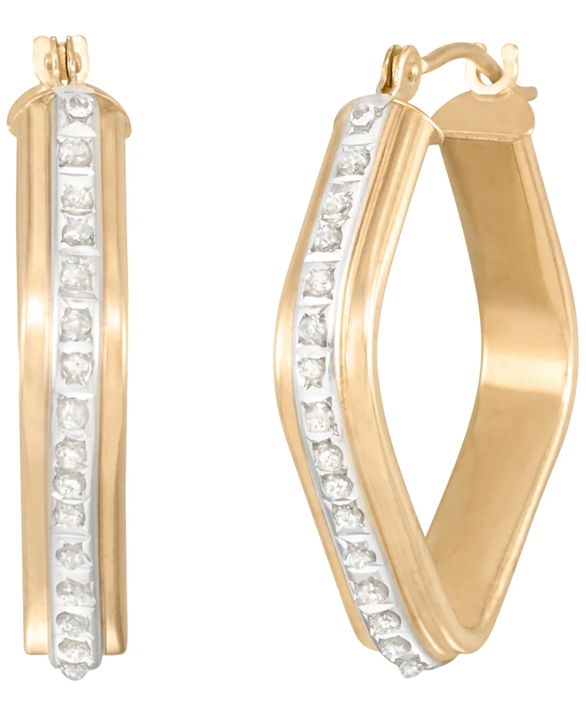Diamond Square-Shape Hoop Earrings (0.01 ct. t.w.) in 10k Yellow Gold