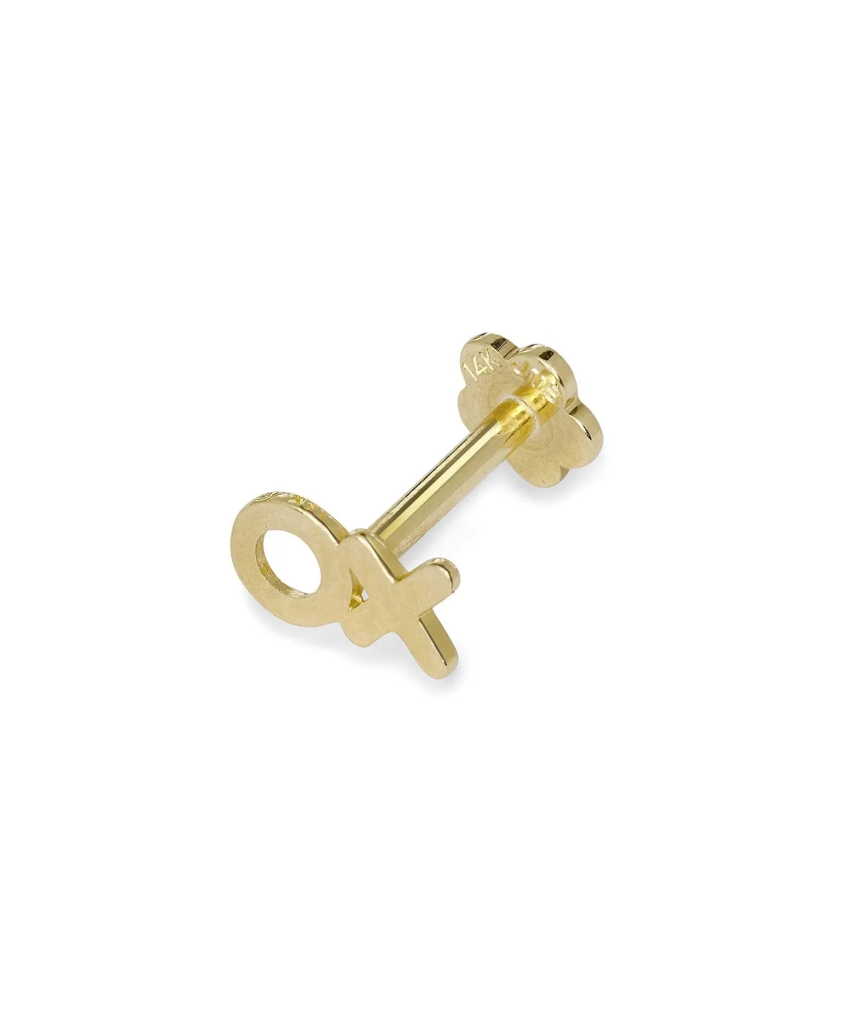 Xo Symbol Labret Cartilage Stud in 14k Yellow Gold by Curata