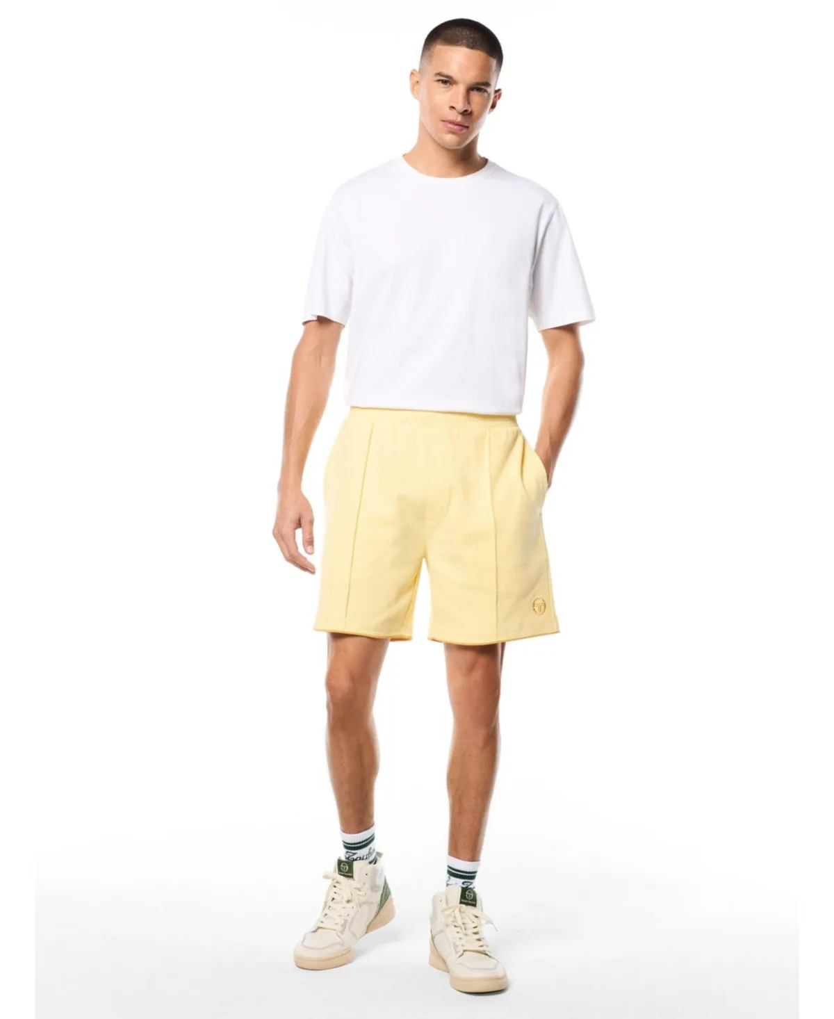 Rilssasto Cabana Cotton Waffle Jacquard Pull-On Shorts, 6" Inseam by Sergio Tacchini