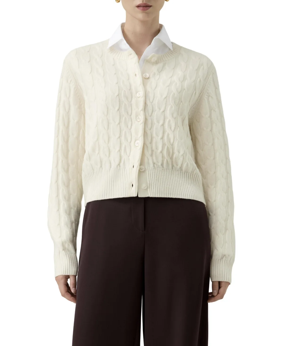 Washable Cable-Knit Wool Cardigan by Lilysilk