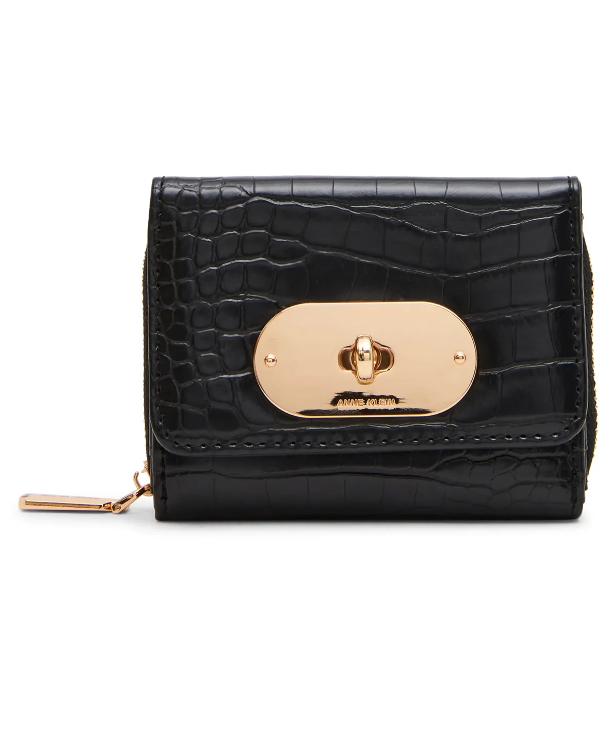 Faux-Croc Trifold Turn-Lock Wallet by Anne Klein