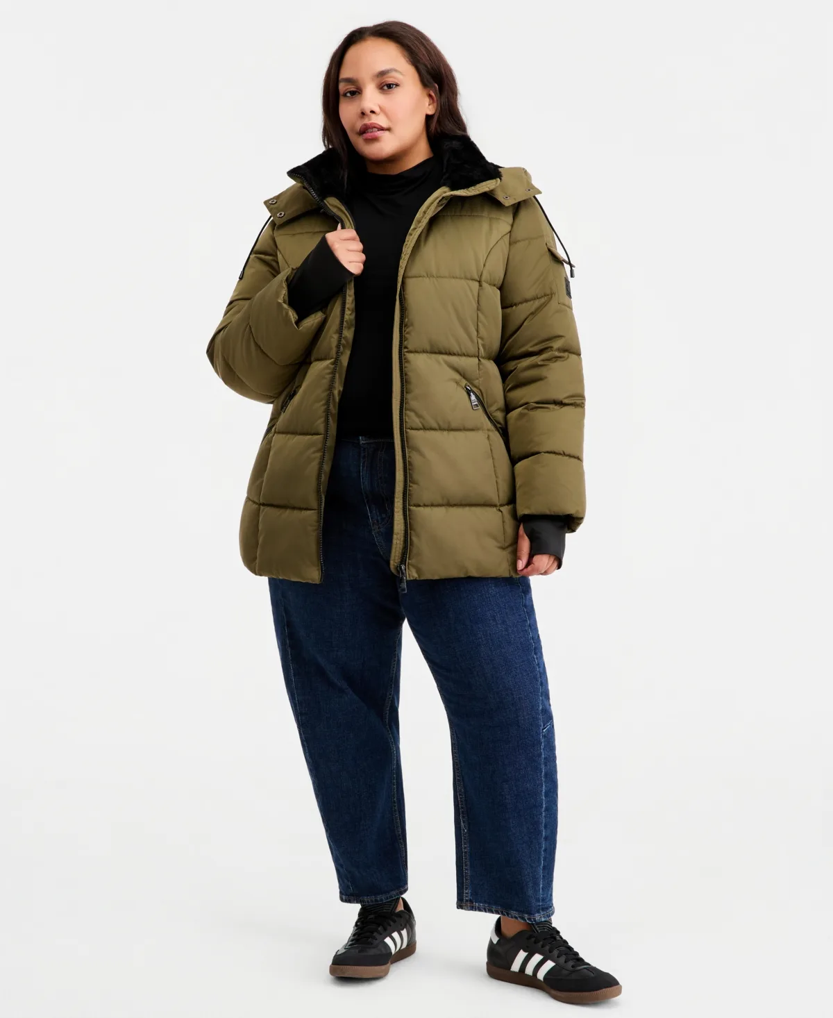 Hooded Quilted Puffer Coat by Steve Madden