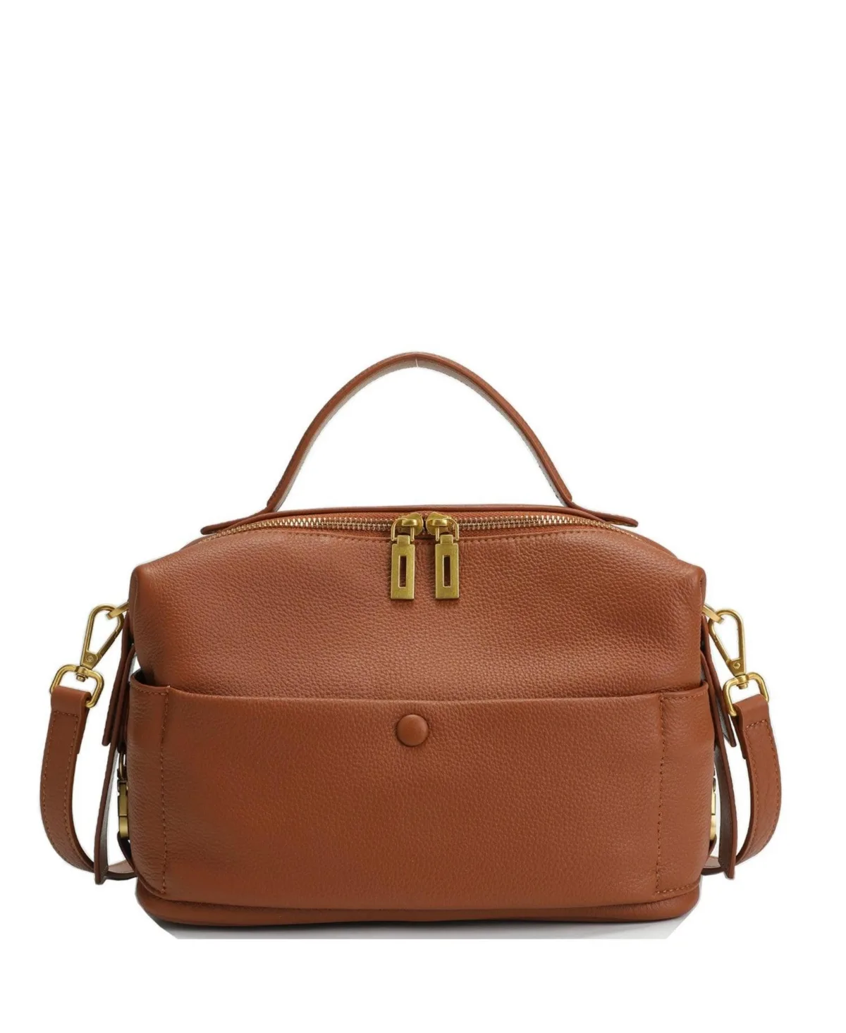 Pebbled Leather Top Handle Satchel Bag Convertible Medium Size Soft Crossbody Purse