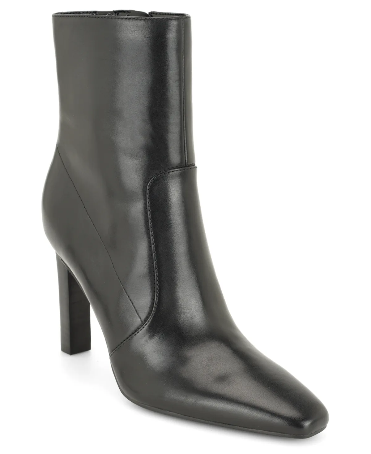Halla Snip Toe Block Heel Booties - Black Leather by Nine West