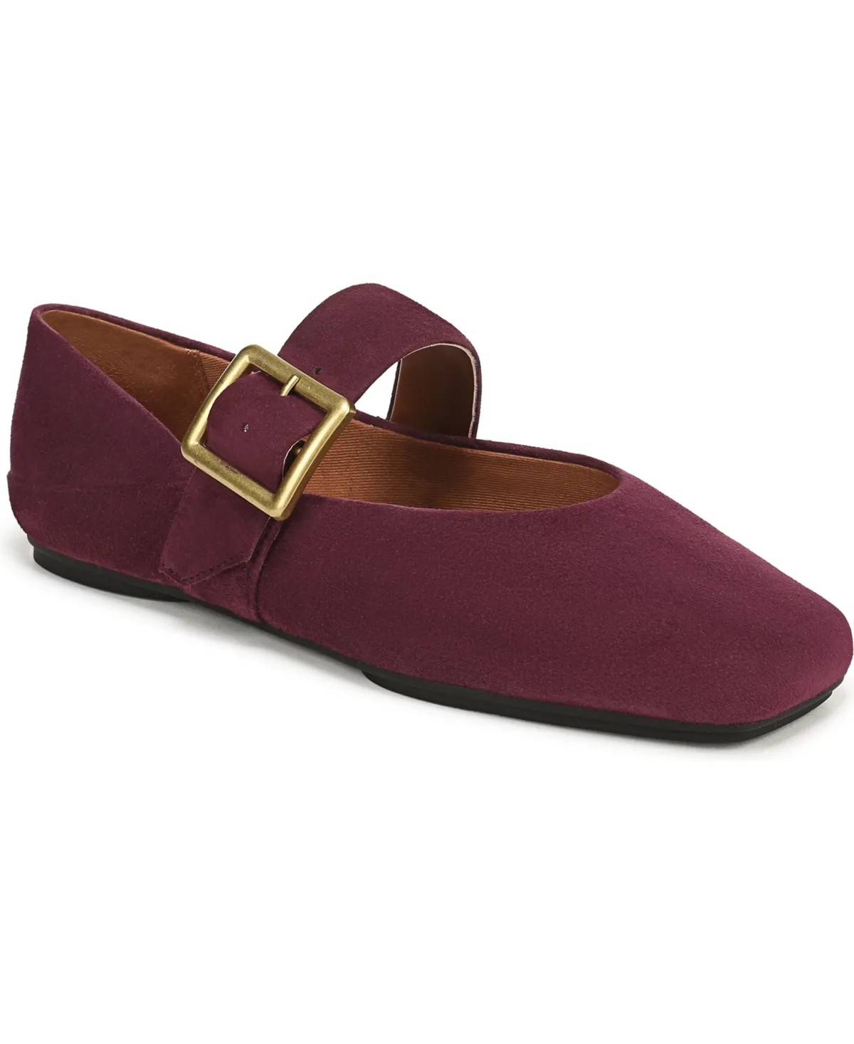 Oakes Square Toe Ballerina Flats - Wine Red Suede by Franco Sarto