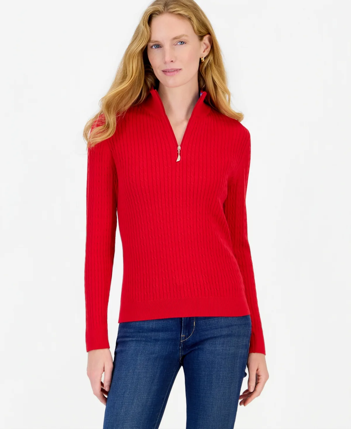 Cable-Knit Half-Zip Mock-Neck Sweater by Nautica