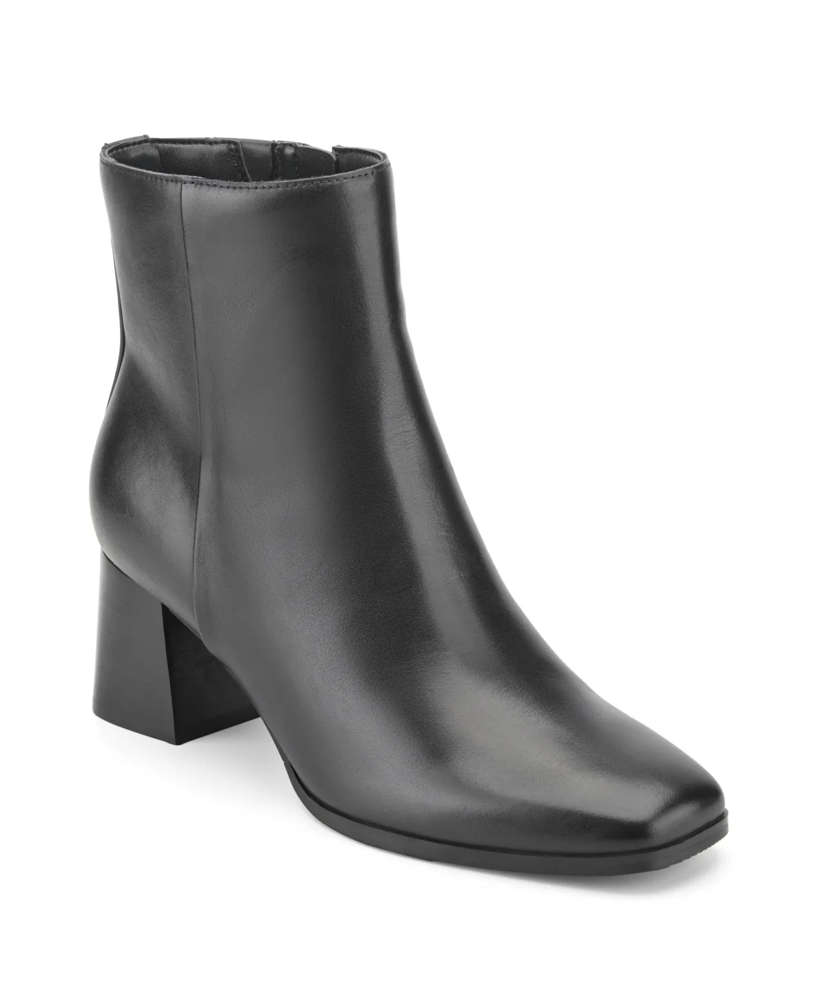 Aurore Block-Heel Square-Toe eFlex Technology Booties - Black Leather by Easy Spirit