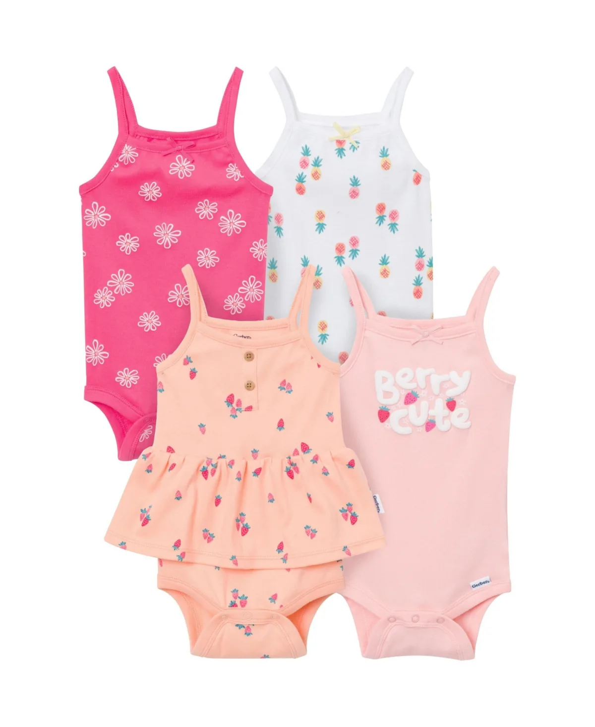 4-Pack Sleeveless Bodysuits, Berries by Gerber